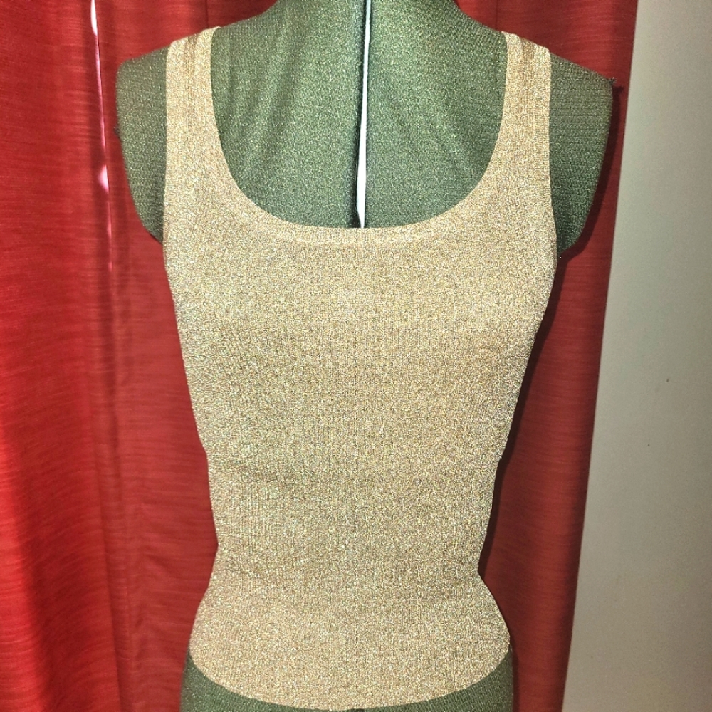 Theory Gold Metallic Scoop Neck Tank